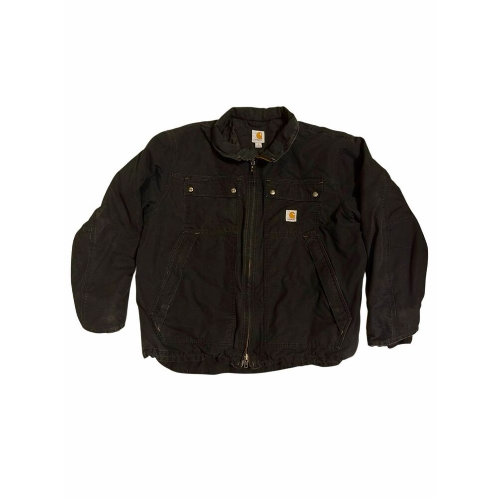 Carhartt Quick Duck Jefferson Traditional Jacket Men XL Black Lined Workwear 101